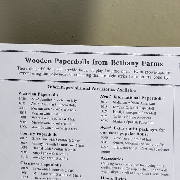 Bethany Farms Wooden Paper Doll Theo Bear New on card - Picture 7 of 10